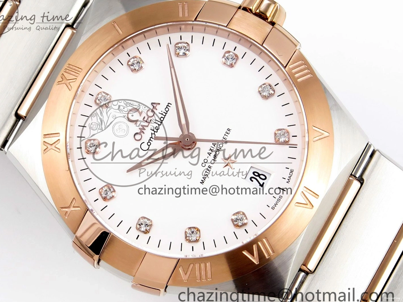 0414 Constellation 39mm SS RG ASWF 1:1 Best Edition White Diamonds Dial on SS RG Bracelet A Minimalist 7772